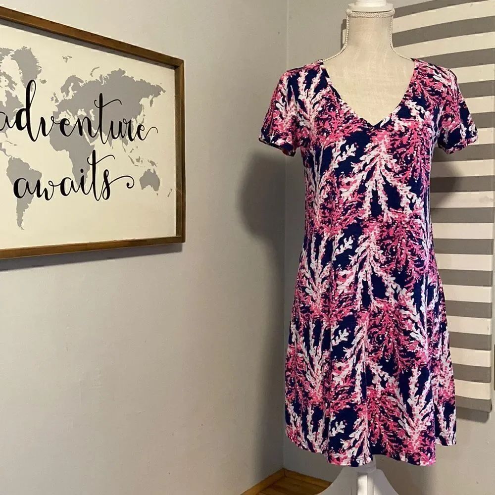 Lilly Pulitzer Blue & Pink Nautical Navy Beyond The Sea Dress Size XS